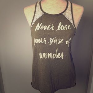 Hollister Lace Racerback Tank Top Faded Army Green Women’s Size Large